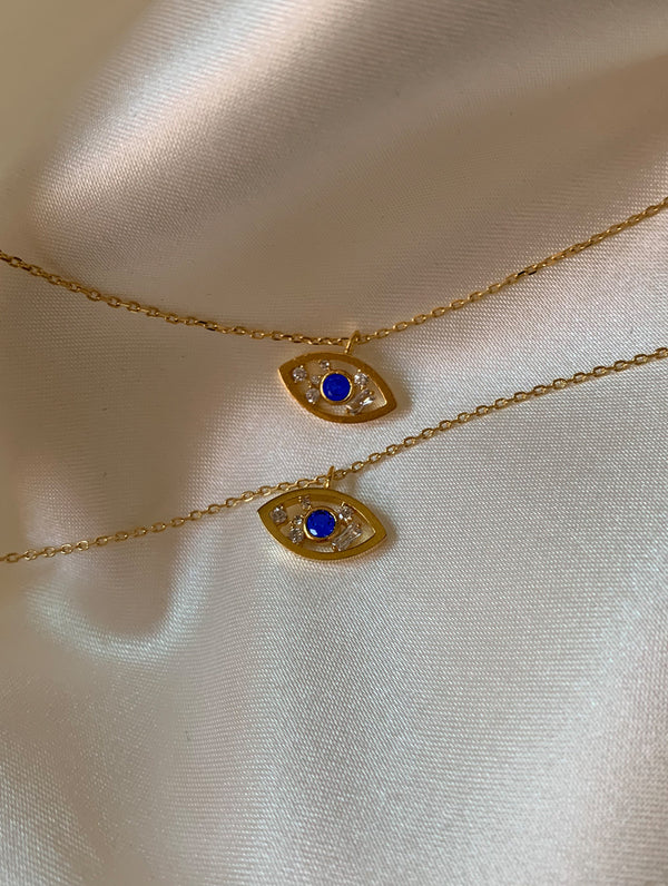 18K Blue Evil Eye Necklace (Blue)