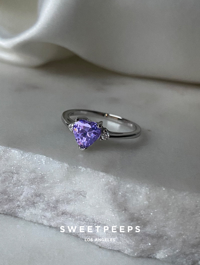 Sterling Silver Lavender Heart Ring