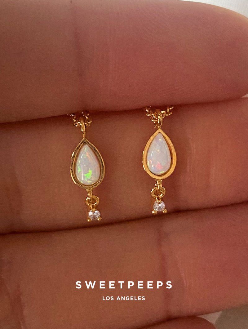 Tiny Teardrop Opal Necklace