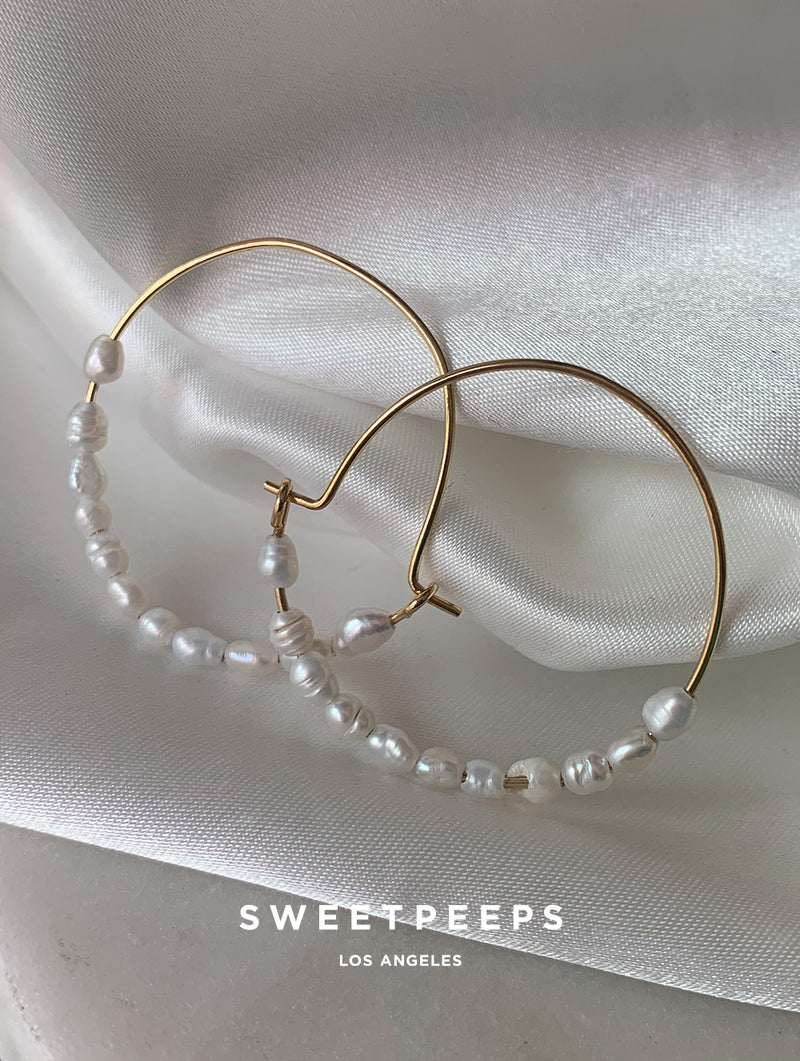 Stacy Wire Pearl Hoops