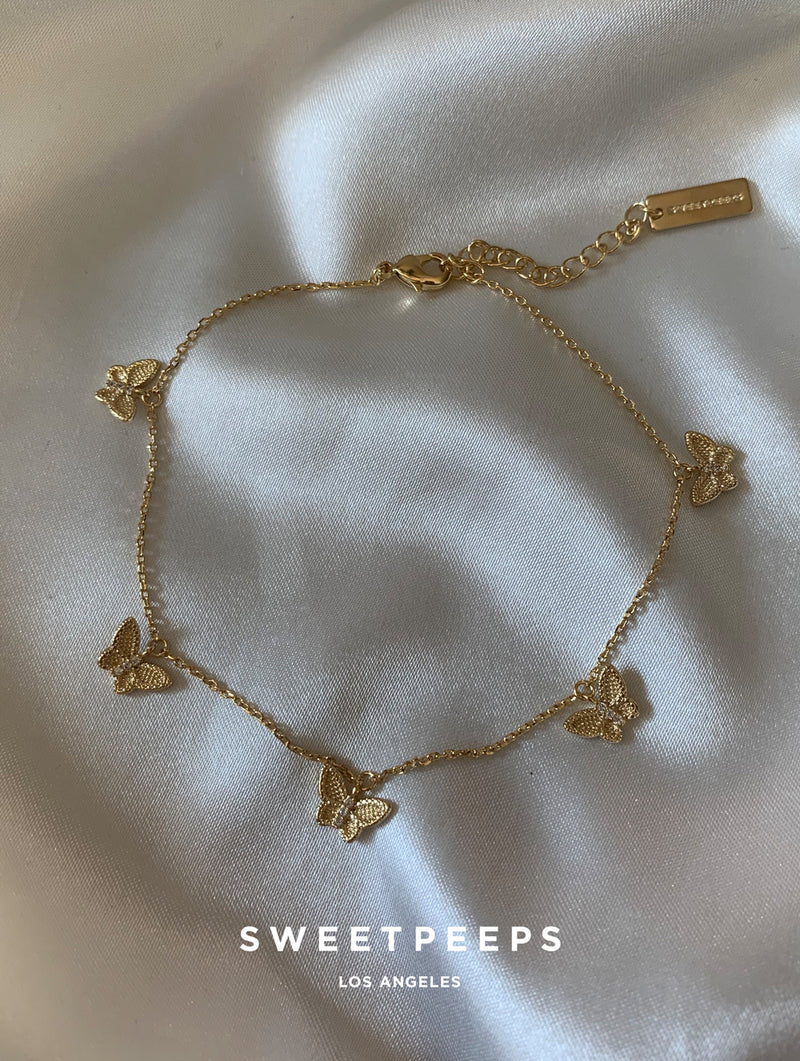 Dainty Butterfly Charm Anklet