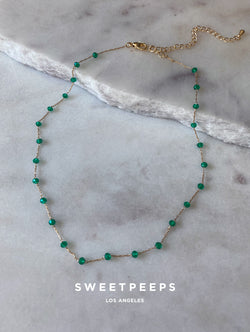 Tiny Green Beaded Necklace (GB45)