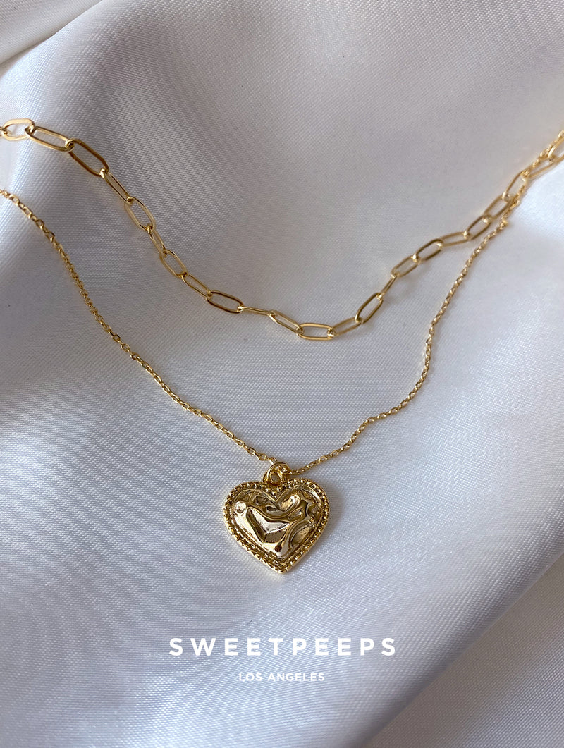 Chain & Heart Necklace (2CEF)