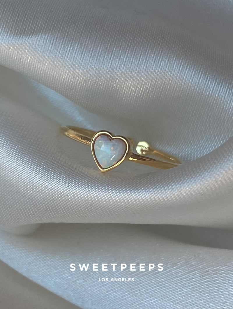 Vintage Opal Heart Ring