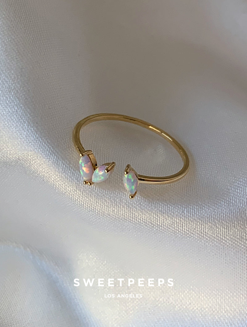 Opal Leaf Ring
