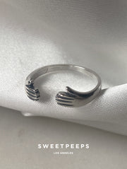 Sterling Silver Hugging Hands Ring