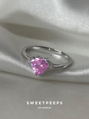 Sterling Silver Pastel Pink Heart Ring