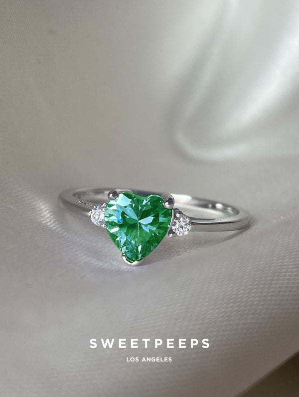 Sterling Silver Emerald Green Ring