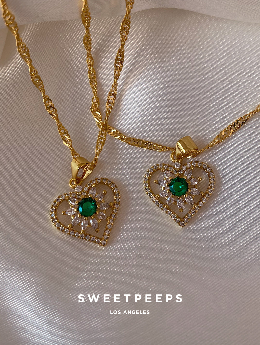 Green Polka Heart Necklace