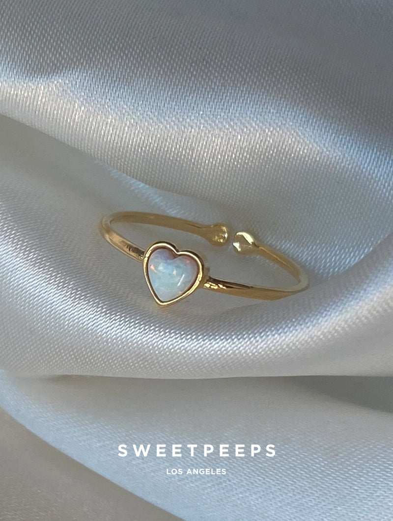 Vintage Opal Heart Ring