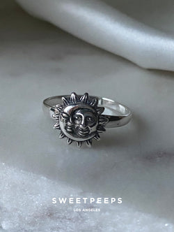 Sterling Silver Sun Meets Moon Ring
