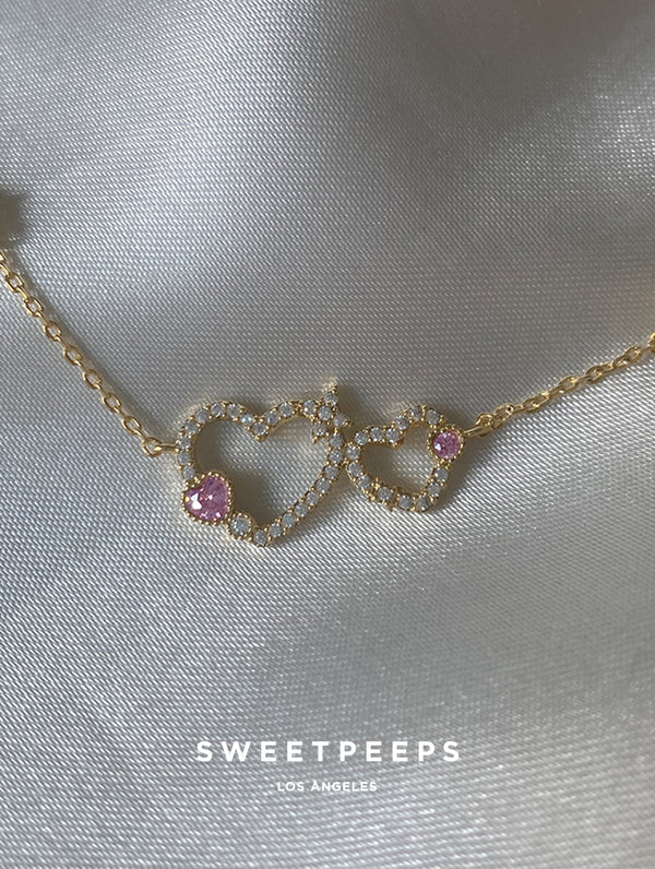 Madelyn Double Heart Pastel Necklace