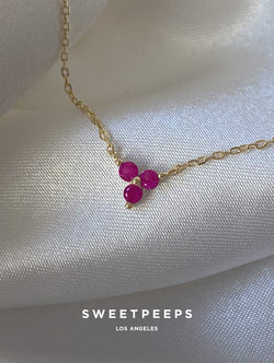 Ruby Pink Tiny Clover Necklace