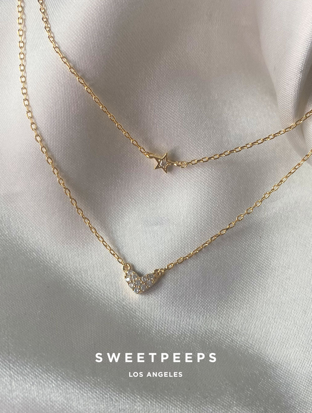 Heart X Star Double Chain Necklace