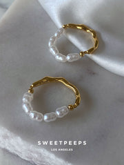 Pearl Shell Beaded Gold Ring