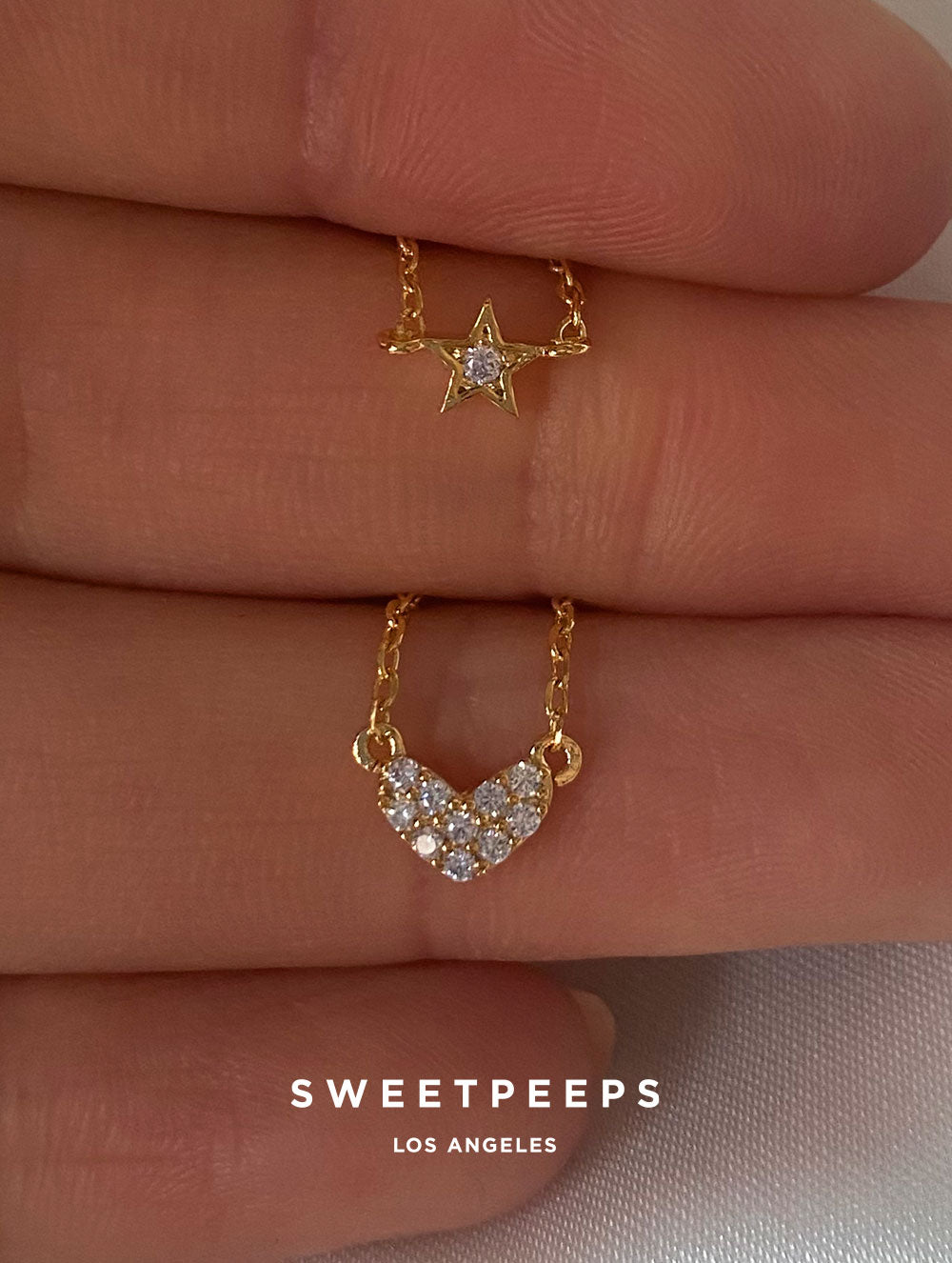 Heart X Star Double Chain Necklace