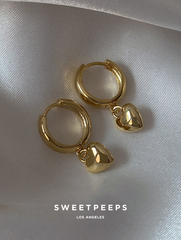 18K Gold Dipped Heart Hoops