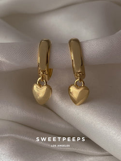 18K Gold Dipped Heart Hoops
