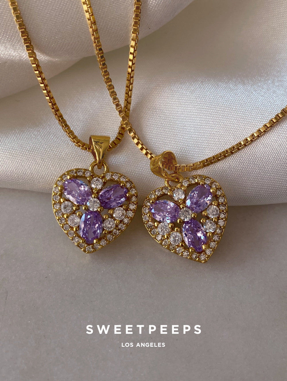 Purple Diamond Heart Necklace