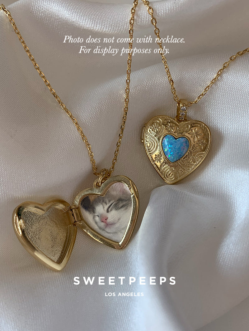 OW Gold Heart Lock Pendant Necklace