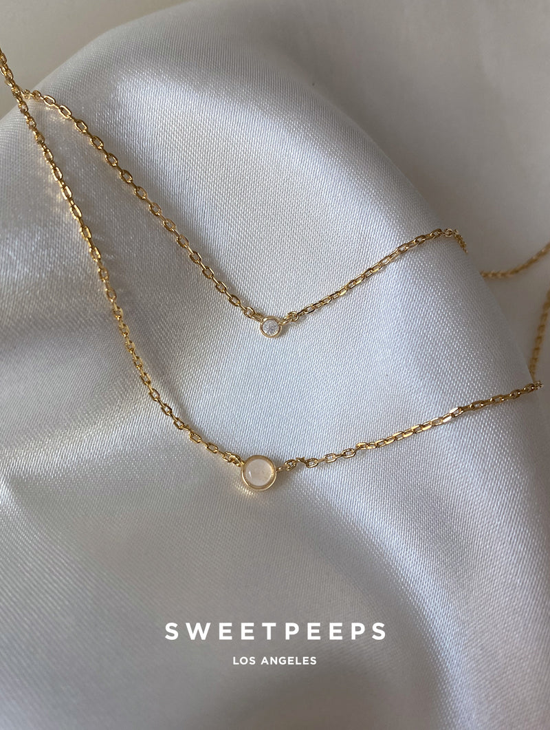 Sterling Silver / Gold Plated Silver double chain necklace | layered 2 in 1  necklace | Double strand necklace | dainty and thin necklace