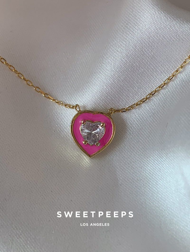 Mackenzie Pink Heart Necklace