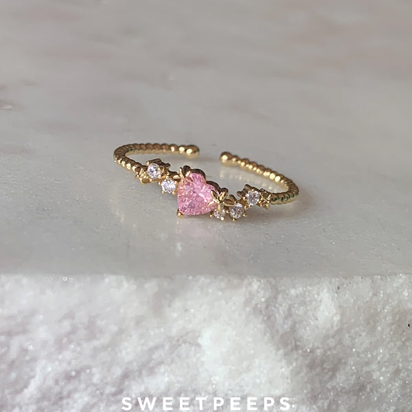 Gold ring with on sale pink heart