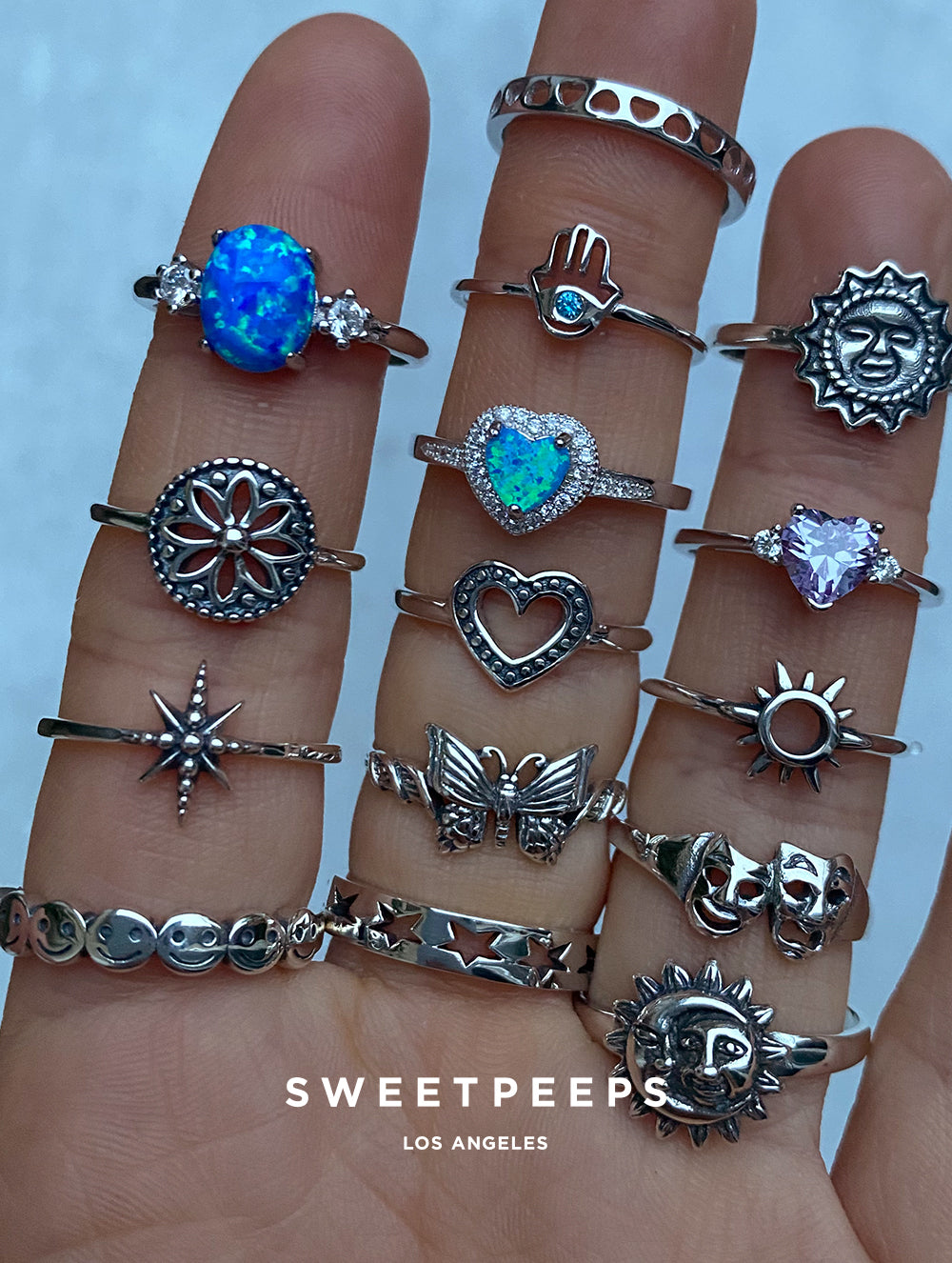 Sterling Silver Opal Heart Ring